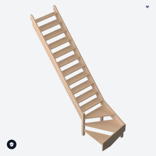 DOLLE SAVOIE - schody 1/4 zatočené v levo dole,bez podschodnic, masivní buk nelakovaný